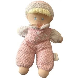 Baby My First Doll Plush Baby Terry Cloth Rattle Embroidered 11” Waffle Weave